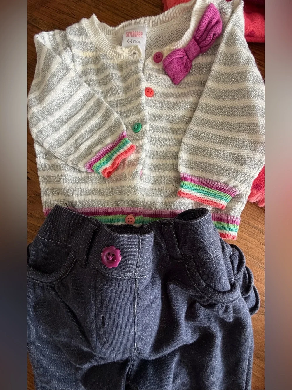 Gymboree 7 Pc Set Pink and Purple Girls 0-3 months Coat, Tops, Pants, Hat